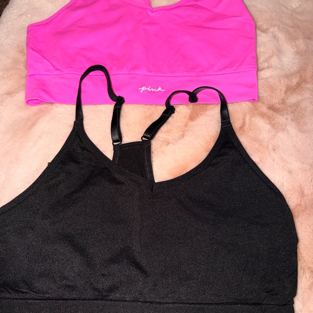 PINK Victoria's Secret Black and Pink Sports Bras